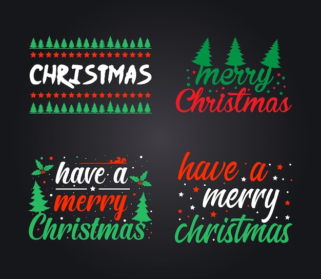 merry christmas lettering set