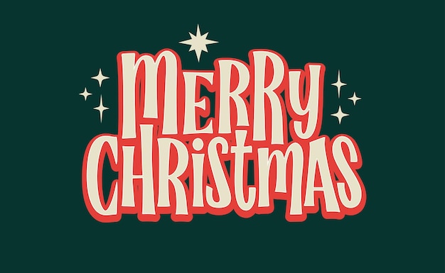 Merry Christmas lettering Vector typography design Greeting card