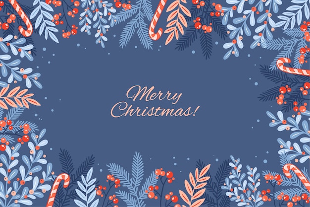 Merry christmas lettering on winter background