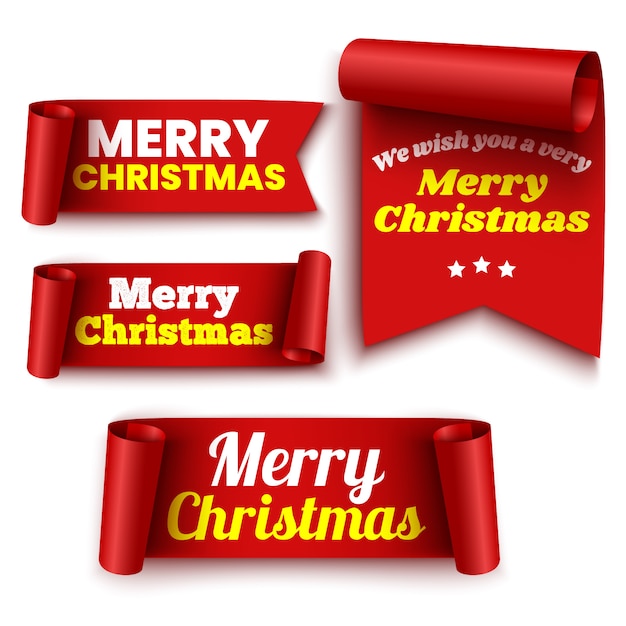 Merry christmas message on ribbons