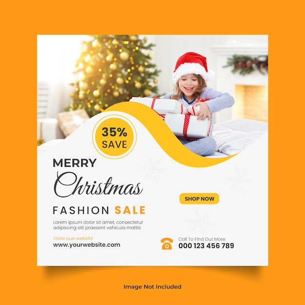 Merry christmas new fashion sale social media post or web banner design template