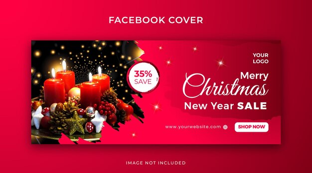 Vector merry christmas new year fashion facebook cover template