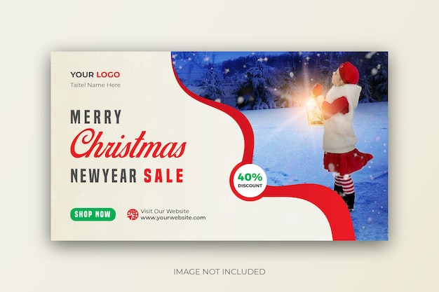 Vector merry christmas new year fashion sale landing page web banner template  design