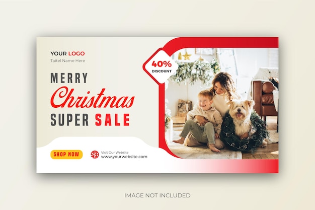 Merry Christmas New Year Fashion Sale Landing Page Web Banner Template  Design