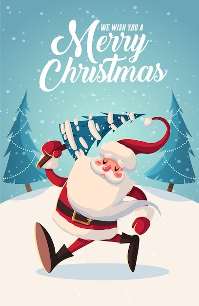 Merry Christmas and new year greeting card retro design. Vector illustration