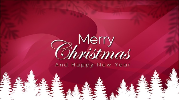 Merry Christmas and New Year on red background