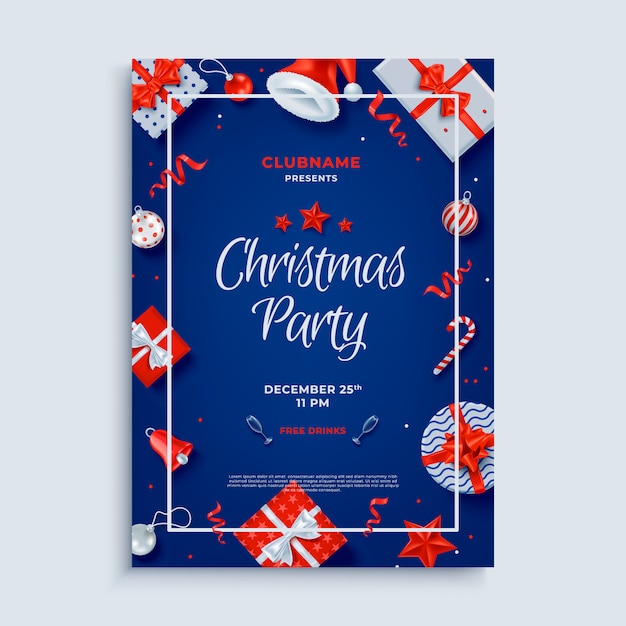 Merry Christmas party layout poster template