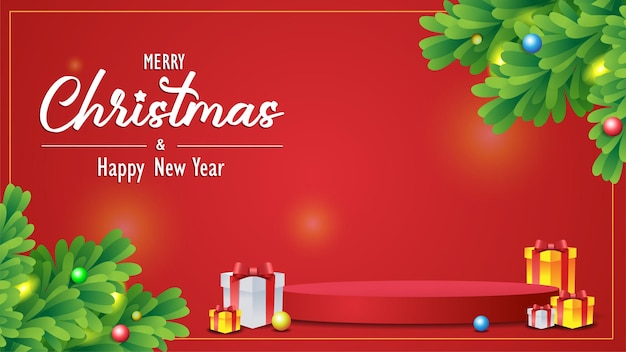 Merry Christmas promotion poster banner with product display