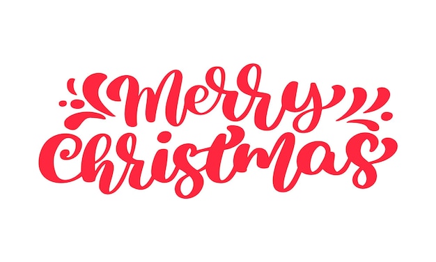 Merry Christmas red vector text Calligraphic Lettering design card template. Creative typography for Holiday Greeting Gift