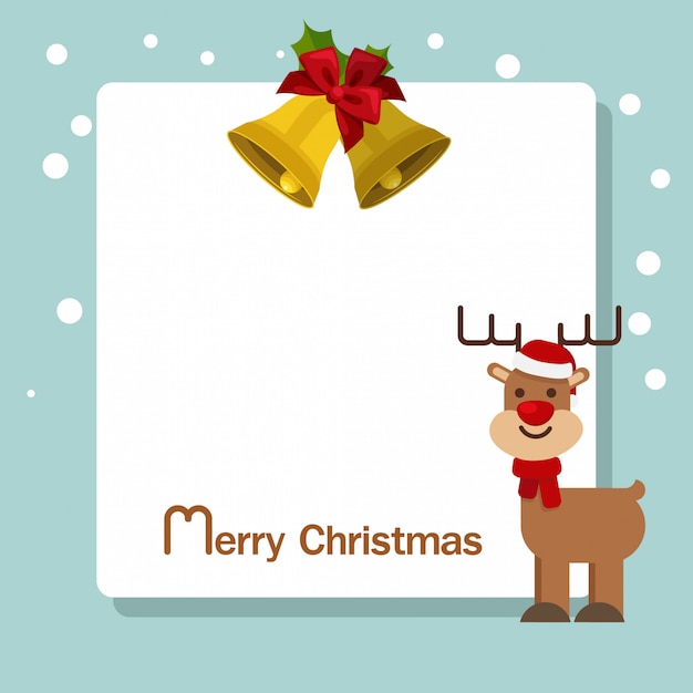 merry christmas reindeer character in card