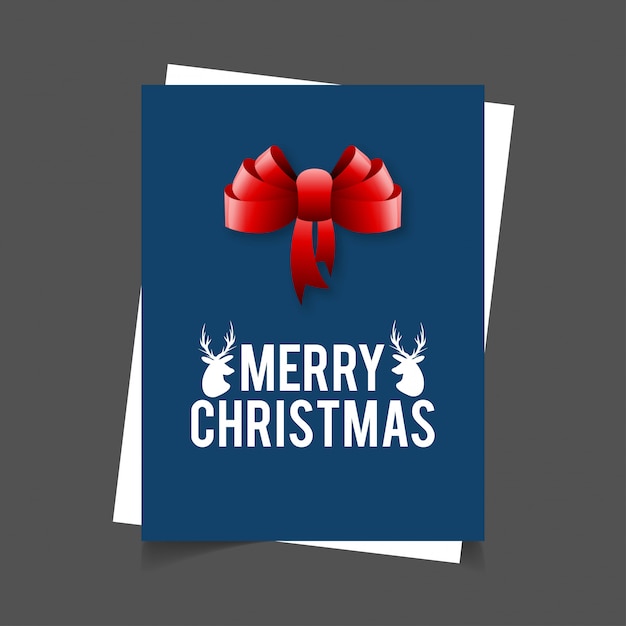 Merry Christmas Reindeer and ribbon Banner background