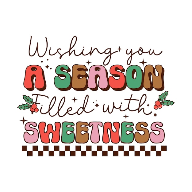 Merry Christmas retro baking quotes. Vector illustration.