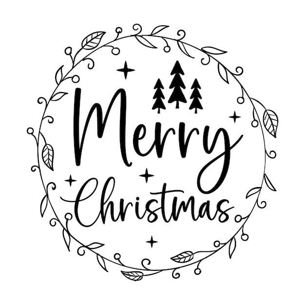 Vector merry christmas round sign