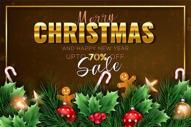 Merry christmas sale banner template christmas vector background illustration