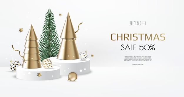 Merry Christmas sale banner template. Greeting card, banner, poster, header for website