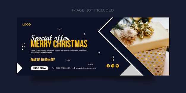 Vector merry christmas sale offer and facebook cover page template