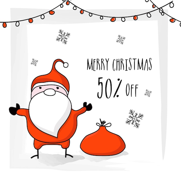 Merry Christmas sale poster template with Christmas ornaments, ribbons, flyers, invitation, posters,