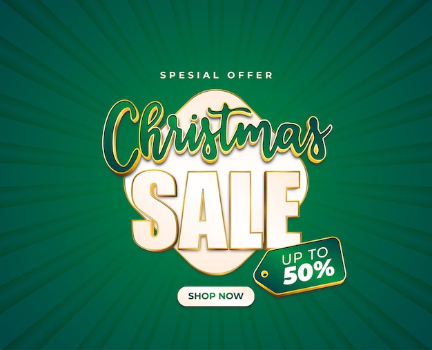 Merry Christmas Sale Promo Discount Gradient Sunburst