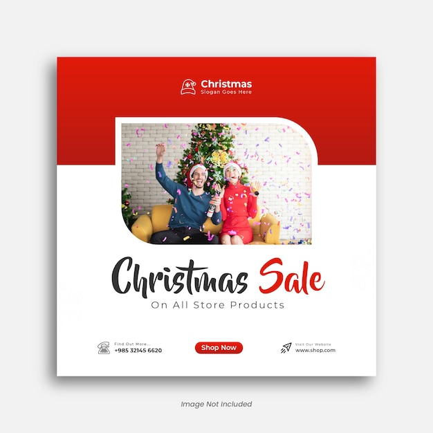 Merry Christmas Sale Social Media Post Design Or Instagram Post Template