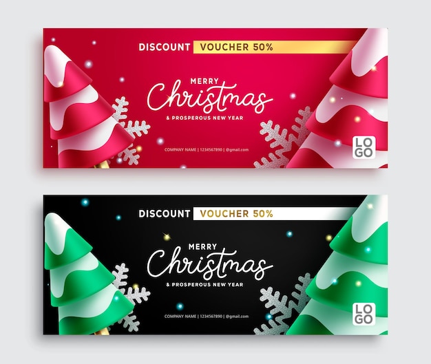 Merry christmas sale text vector set design Christmas voucher discount for company gift certificate