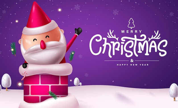 Merry christmas santa claus character vector design Christmas and happy new year greeting text