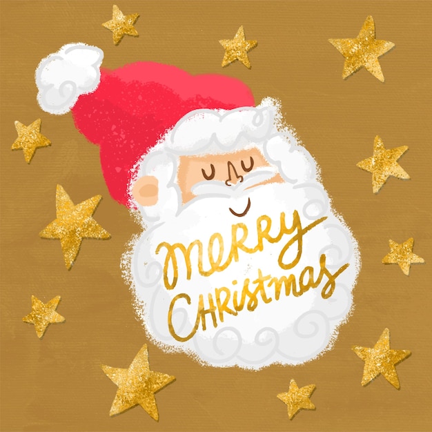 Merry Christmas Santa Claus. Hand Drawn Cute Santa Claus Illustration.