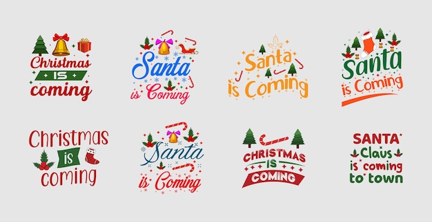 Merry Christmas simple lettering set. Calligraphy or graphic design element