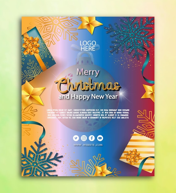 Merry Christmas social media post template design