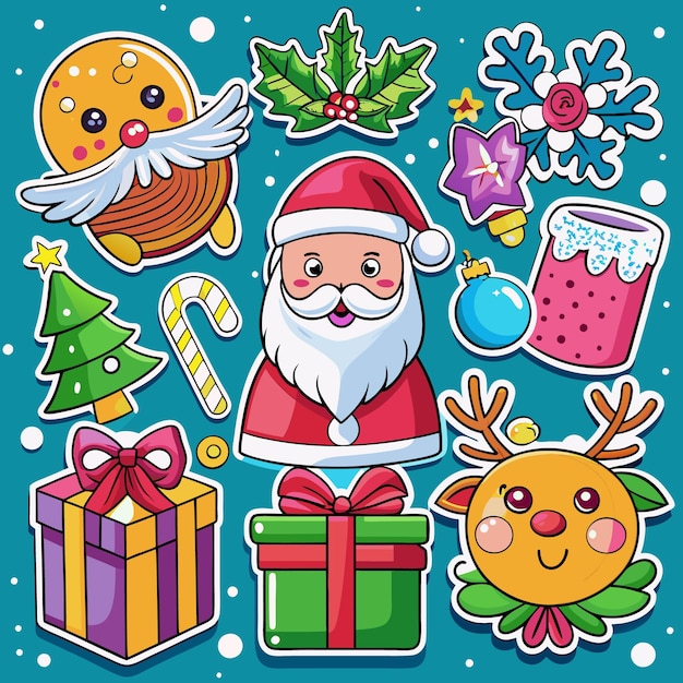 Vector merry christmas stickers