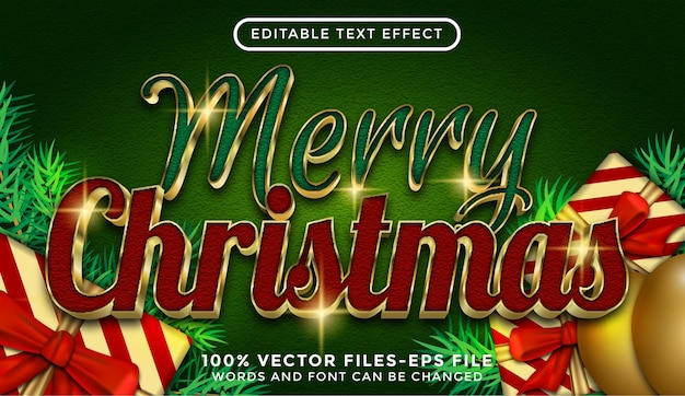 Merry christmas text. editable text effect premium vectors