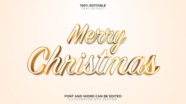 Merry Christmas Text Effect Clean Gold Shiny Handwriting