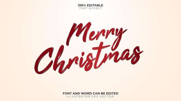 Merry Christmas Text Effect Clean Red Shiny Handwriting