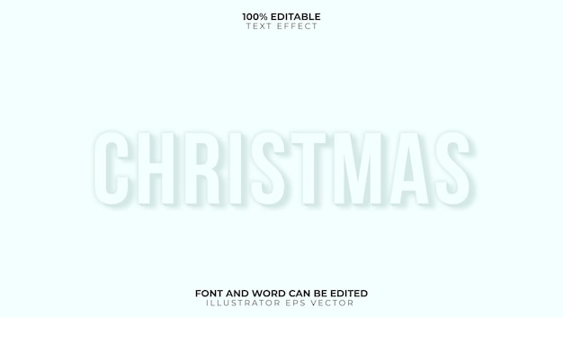 Merry Christmas Text Effect Clean Snow White Vector