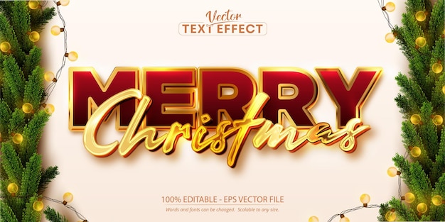 Merry christmas text effect editable shiny gold text style