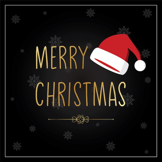 Merry Christmas text Poster with Santa Cap