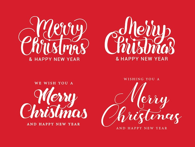 Merry christmas typography vector set. Merry christmas typography text in typographic lettering.