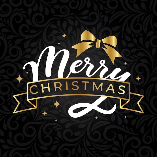 Merry Christmas Typography with bow