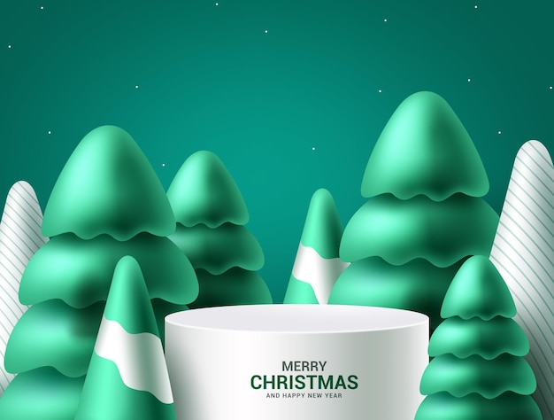 Merry christmas vector background design. Christmas podium, stage and platform for xmas product show