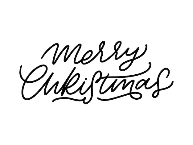 Merry Christmas vector brush lettering. Hand drawn modern brush calligraphy isolated on white background. Christmas vector ink illustration. Creative typography for Holiday greeting cards, banner