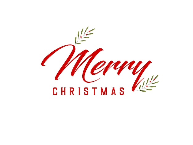 Merry Christmas vector brush lettering. Hand drawn modern brush calligraphy isolated on white.