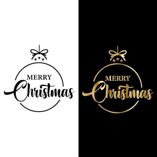 Merry christmas vector design black and gold color on black and white background illustration