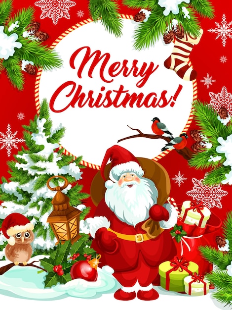 Merry Christmas vector Santa gifts greeting card