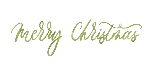 Merry Christmas vector watercolor lettering inscription Hand drawn modern brush calligraphy