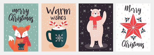 Merry Christmas and warm wishes greeting card design