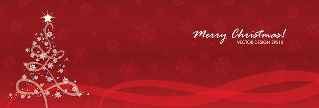 Merry Christmas web banner template with sparkling star tree sales and offers