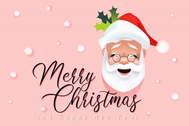 Merry Christmas website banner template with funny Santa Claus 