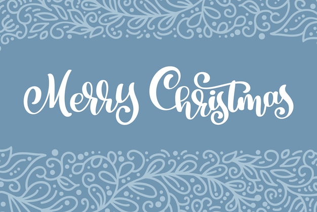 Merry Christmas white  vintage text. Calligraphic Lettering 