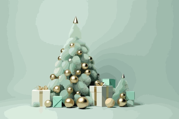 Merry Christmas with gifts and christmas tree Generative ai