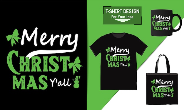 Merry christmas you all t shirt design mug typography vector Xmas greetings Vintage Vector graphic