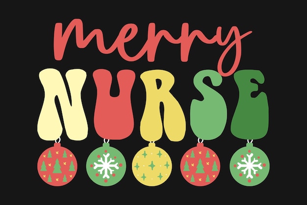 Merry Nurse Christmas Typography T-shirt